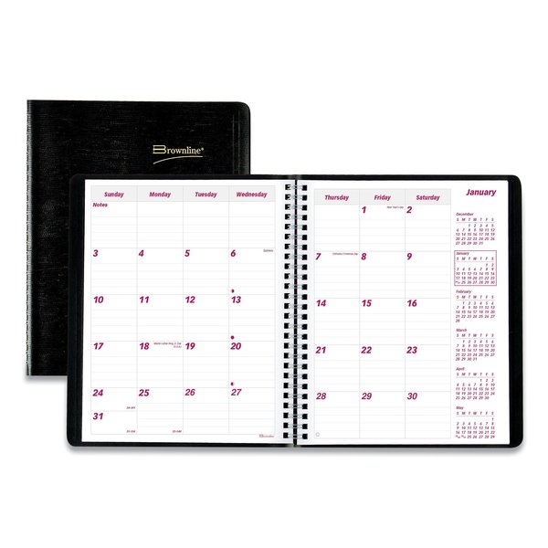 Brownline Appointment Book, 8-7/8X7-1/8 in., Black CB1200.BLK